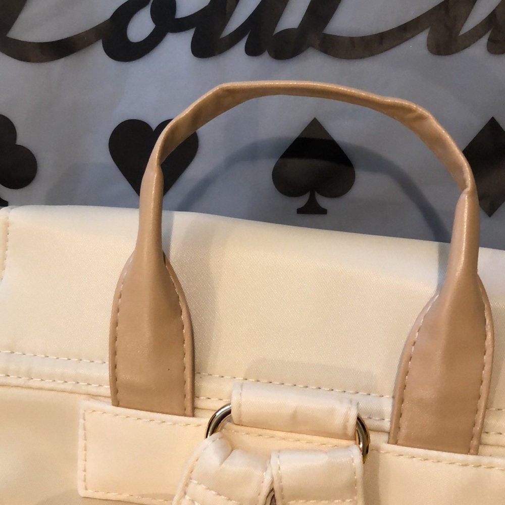 backpack-LouLu Backpack NWOT Ivory Gold Hardware Leatherette /Polyester - Picture 4 of 17